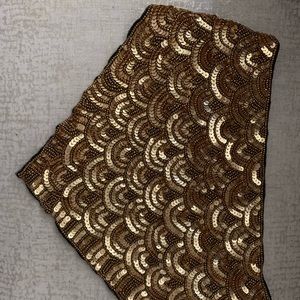 Unique gold hand beaded scarf necklace